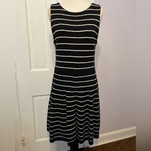 Alice + Olivia Knit Black and White Metallic Striped Sleeveless Dress, Size M